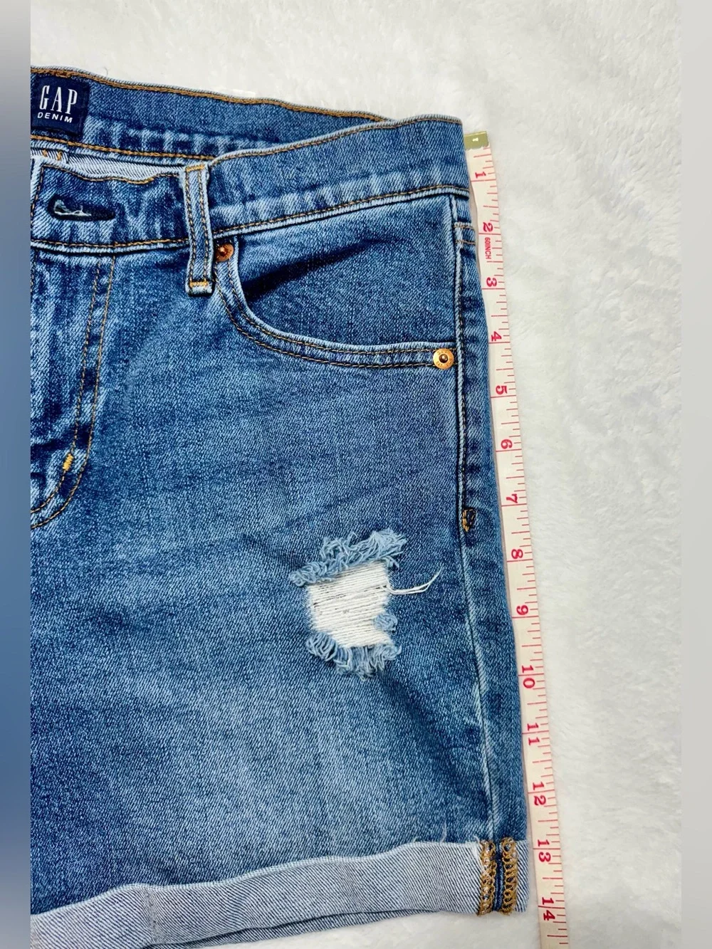 Gap Denim Mid Rise Cuffed Blue Denim Bermuda/Midi Shorts